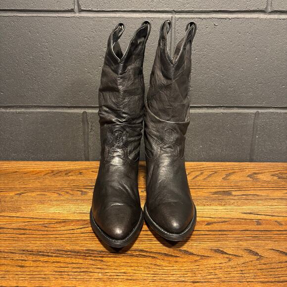 Vintage Code West Women’s Black Western Slouch Boots Size 7 Made In USA - Picture 5 of 8